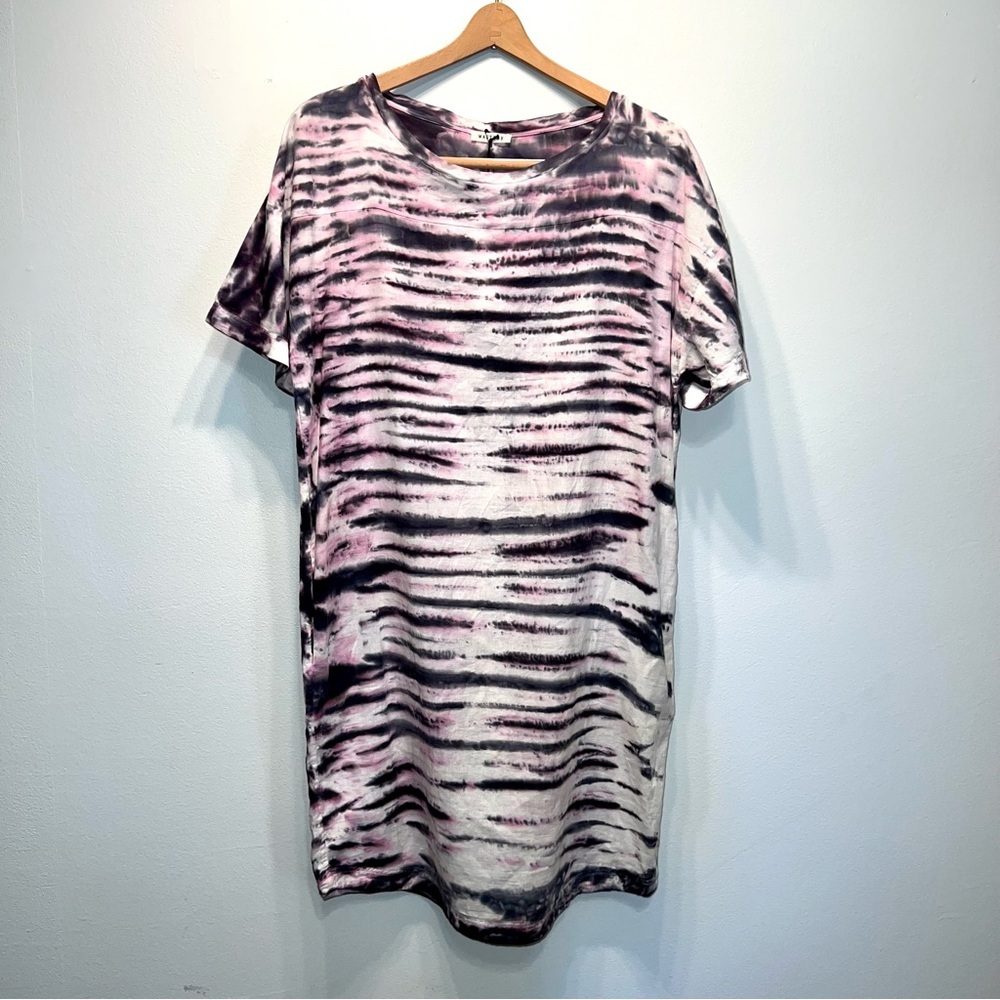 New Masscob Ivory Pink Gray 100% Cotton Lightweight Woven Women's Dress Size M